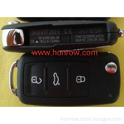 2015 New arrived VW 3 button remote key Model Number is 5KO-959-753-E 434MHZ